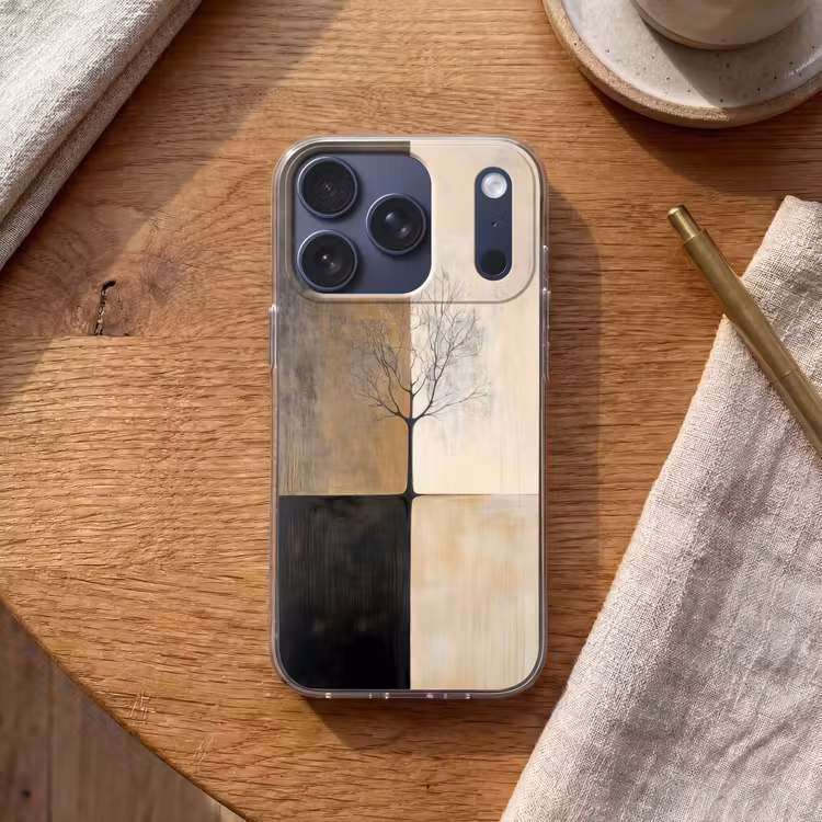Boom - Vlakken - Takken - Kleurverloop Telefoonhoesje iPhone 17 Pro klein -sfeer1