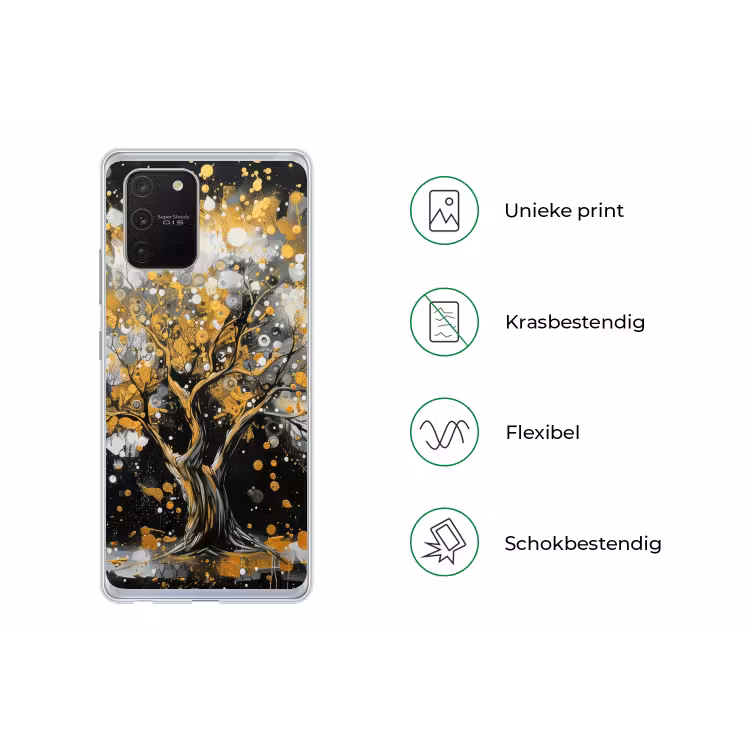 Boom - Zwart - Goud - Wit - Modern Telefoonhoesje Samsung Galaxy S10 Lite klein -specsS10Lite