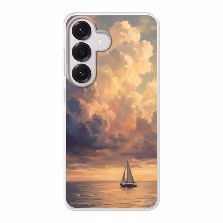 Boot - Zonsondergang - Zee - Natuur - Goud Telefoonhoesje Samsung Galaxy S26 klein -3d
