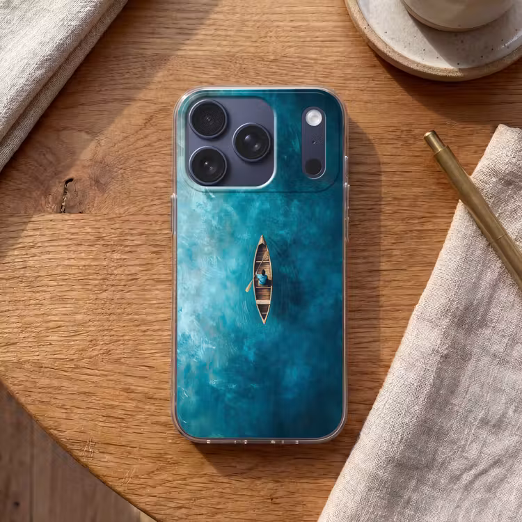 Bootje - Water - Blauw Telefoonhoesje iPhone 17 Pro klein -sfeer1