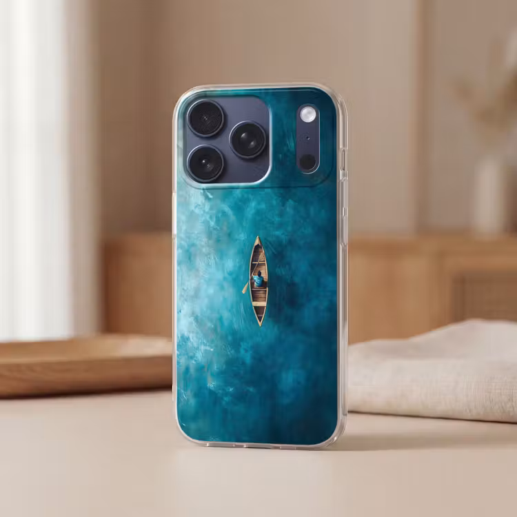 Bootje - Water - Blauw Telefoonhoesje iPhone 17 Pro klein -sfeer2