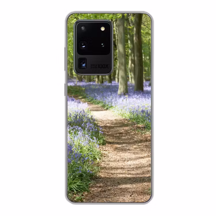 Bos - Pad - Bloemen - Paars - Groen - Natuur Telefoonhoesje Samsung Galaxy S20 Ultra klein -3d
