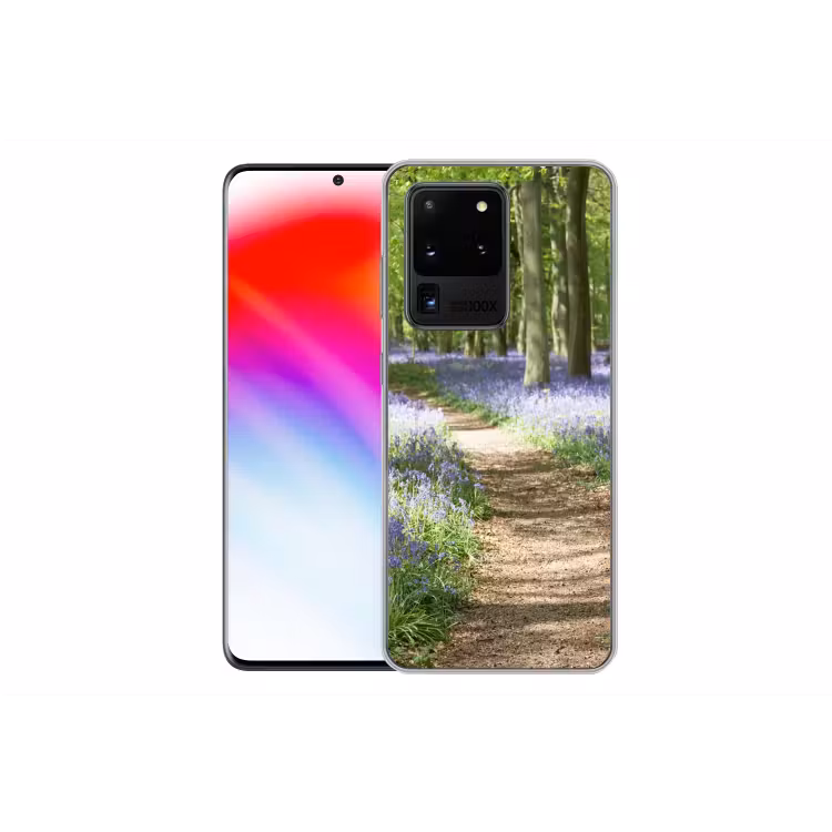 Bos - Pad - Bloemen - Paars - Groen - Natuur Telefoonhoesje Samsung Galaxy S20 Ultra klein -dubbelS20Ultra
