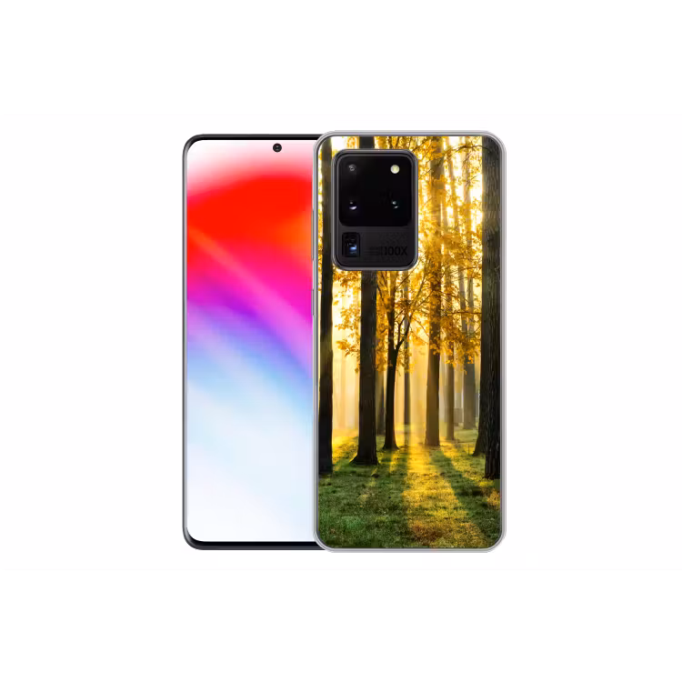 Bos - Zon - Bomen - gras - Landschap Telefoonhoesje Samsung Galaxy S20 Ultra klein -dubbelS20Ultra