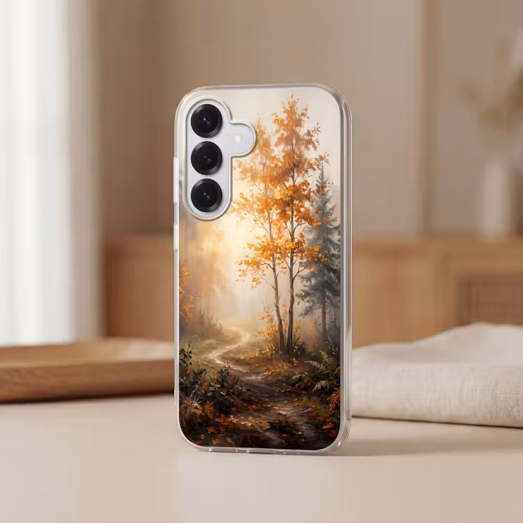 Bospad - Herfstbladeren - Natuur - Schilderachtig - Oranje Telefoonhoesje Samsung Galaxy S26 klein -sfeer2