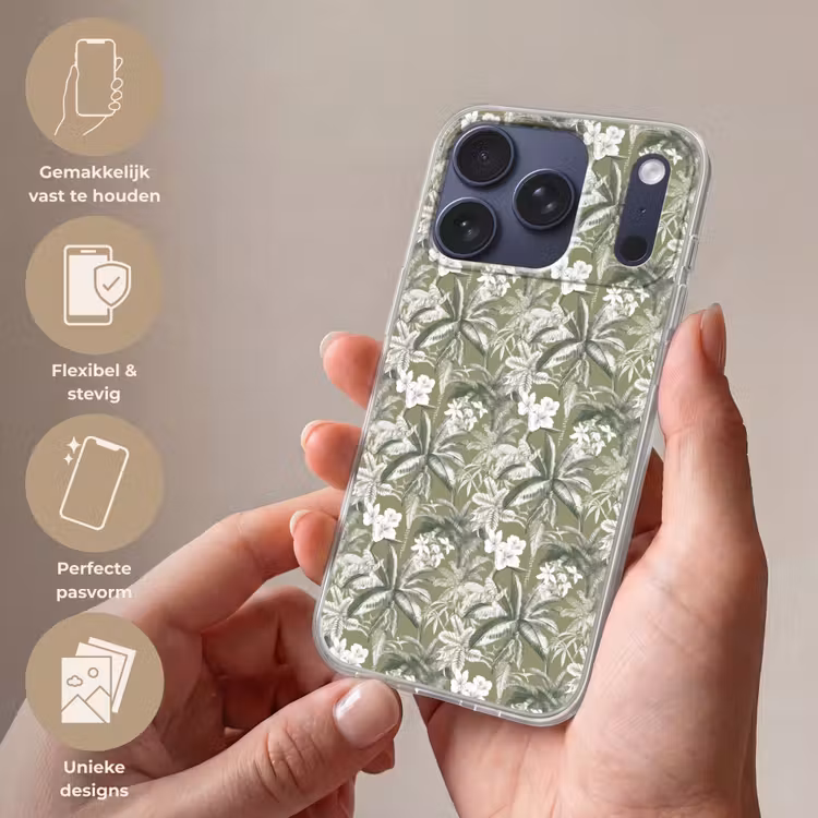 Botanisch - Bloemen - Groen Telefoonhoesje iPhone 17 Pro klein 878 -sfeer3_NL