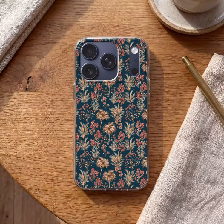 Botanisch - Patroon - Blauw Telefoonhoesje iPhone 17 Pro klein 878 -sfeer1