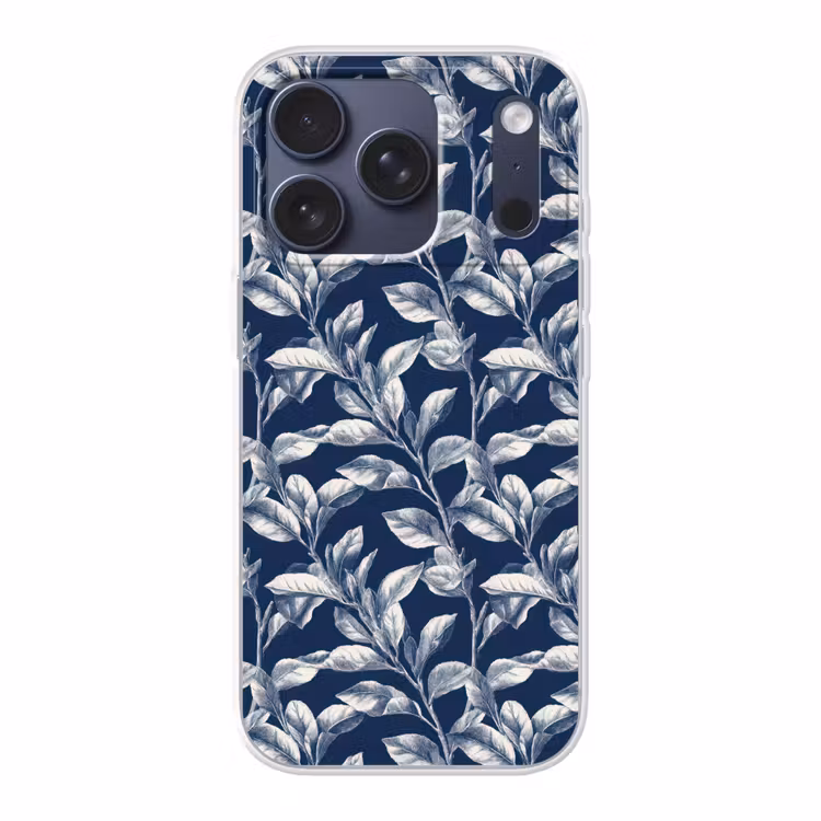 Botanisch - Patroon - Blauw Telefoonhoesje iPhone 17 Pro klein 878 -3d