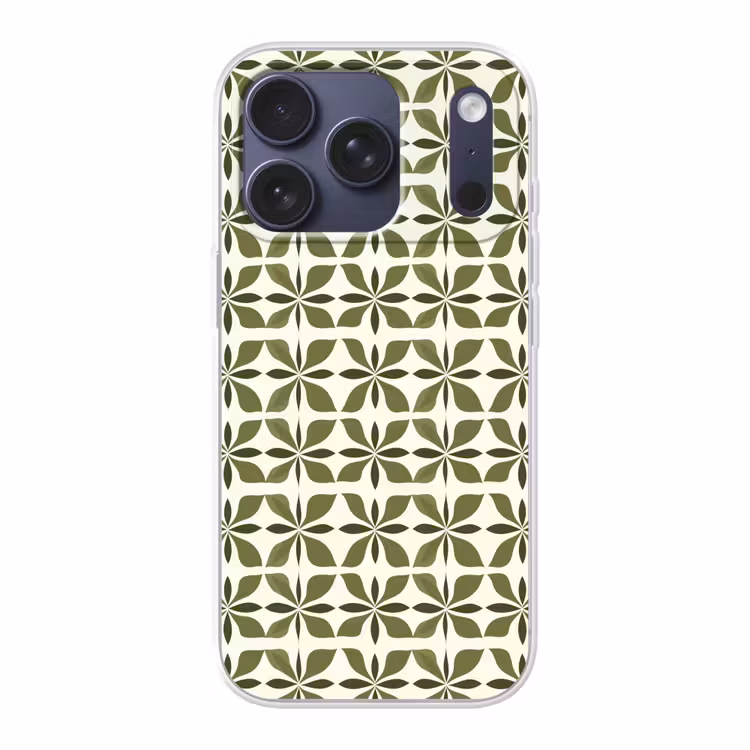 Botanisch - Retro - Groen Telefoonhoesje iPhone 17 Pro klein 878 -3d