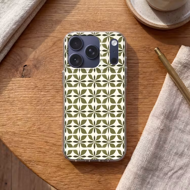 Botanisch - Retro - Groen Telefoonhoesje iPhone 17 Pro klein 878 -sfeer1