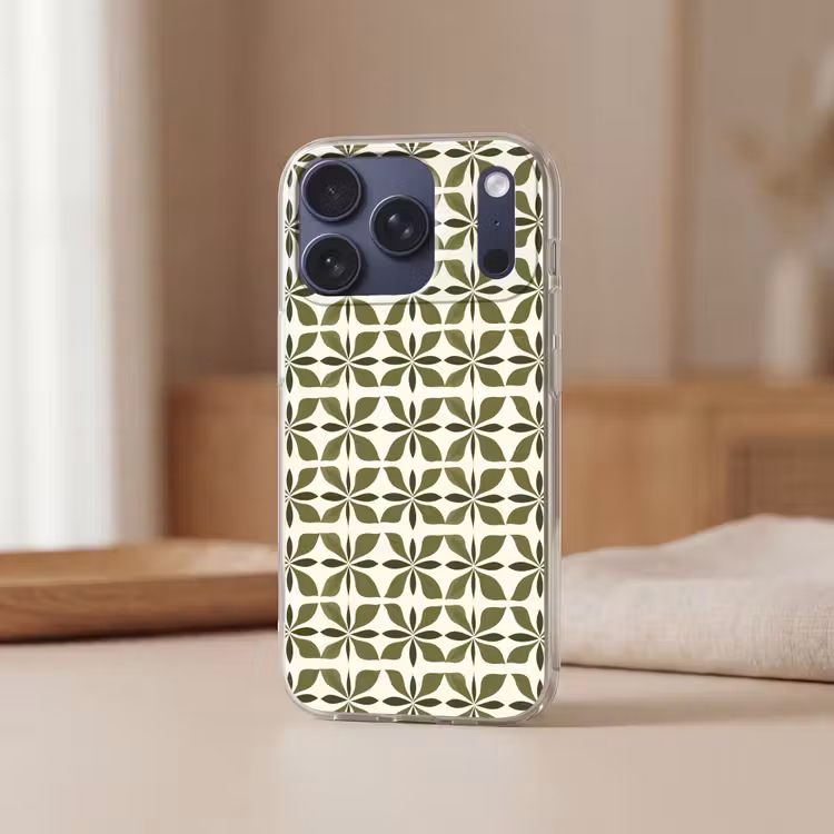 Botanisch - Retro - Groen Telefoonhoesje iPhone 17 Pro klein 878 -sfeer2