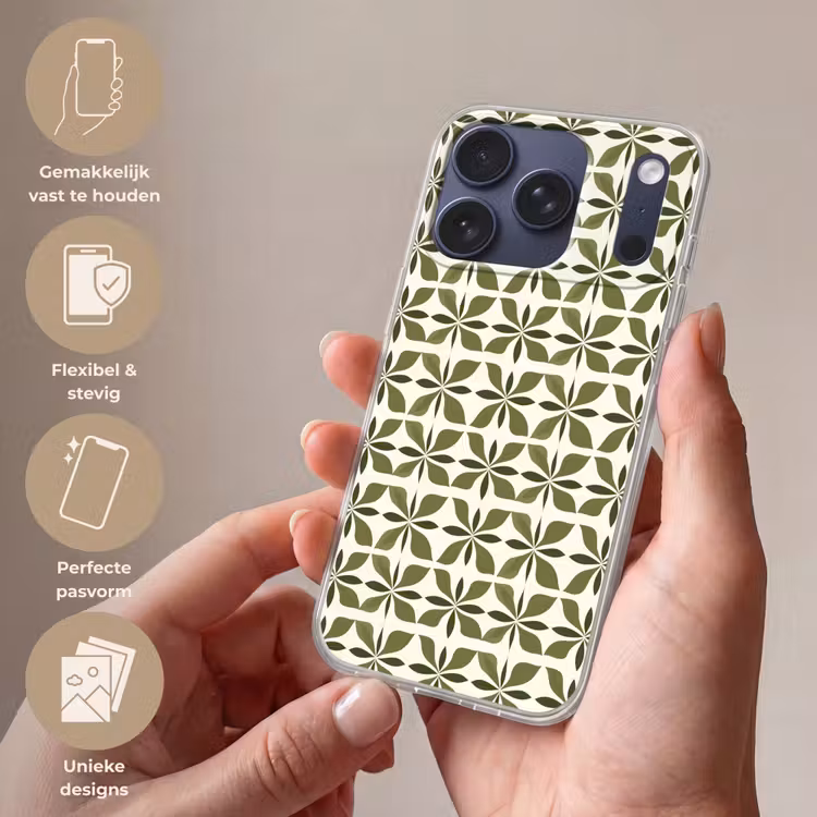 Botanisch - Retro - Groen Telefoonhoesje iPhone 17 Pro klein 878 -sfeer3_NL