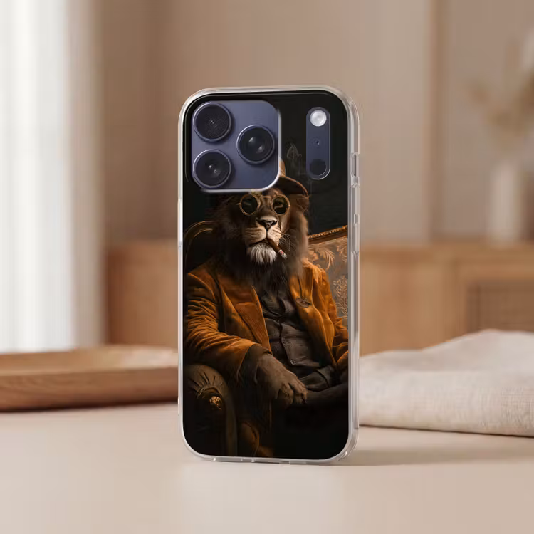 Bril - Leeuw - Bank - Hoed Telefoonhoesje iPhone 17 Pro klein -sfeer2