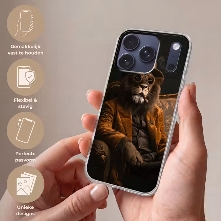 Bril - Leeuw - Bank - Hoed Telefoonhoesje iPhone 17 Pro klein -sfeer3_NL