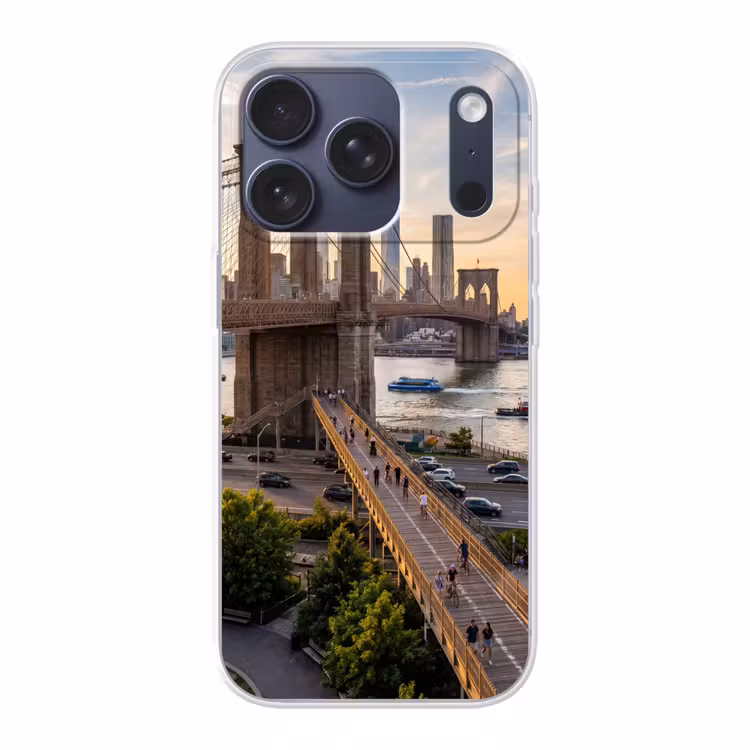 Brug - Rivier - Stad - Zonsondergang - Architectuur Telefoonhoesje iPhone 17 Pro klein -3d