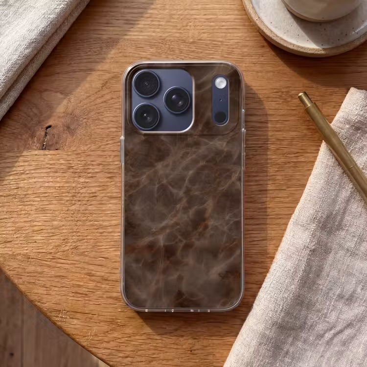 Bruin marmer - Organisch - Natuursteen Telefoonhoesje iPhone 17 Pro klein -sfeer1