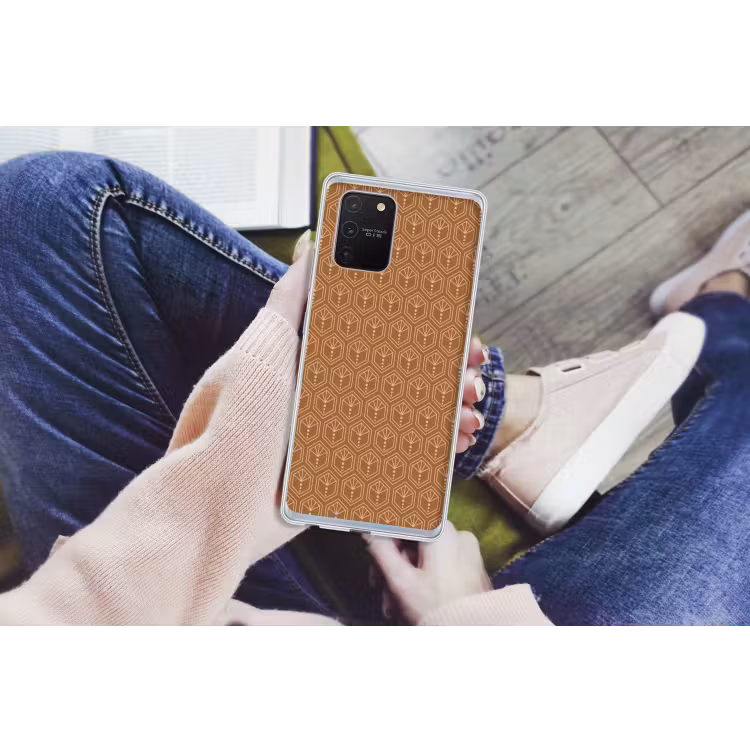 Bruin - Roze - Geometrisch - Patroon Telefoonhoesje Samsung Galaxy S10 Lite klein 364 -handS10Lite