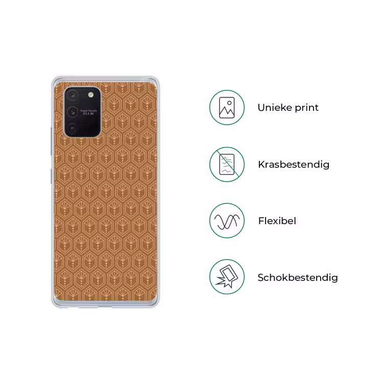 Bruin - Roze - Geometrisch - Patroon Telefoonhoesje Samsung Galaxy S10 Lite klein 364 -specsS10Lite