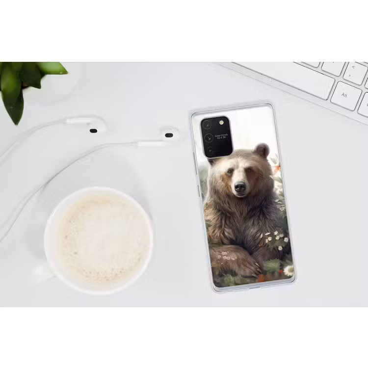 Bruine beer - Wilde dieren - Bloemen - Planten Telefoonhoesje Samsung Galaxy S10 Lite klein -oordopS10Lite