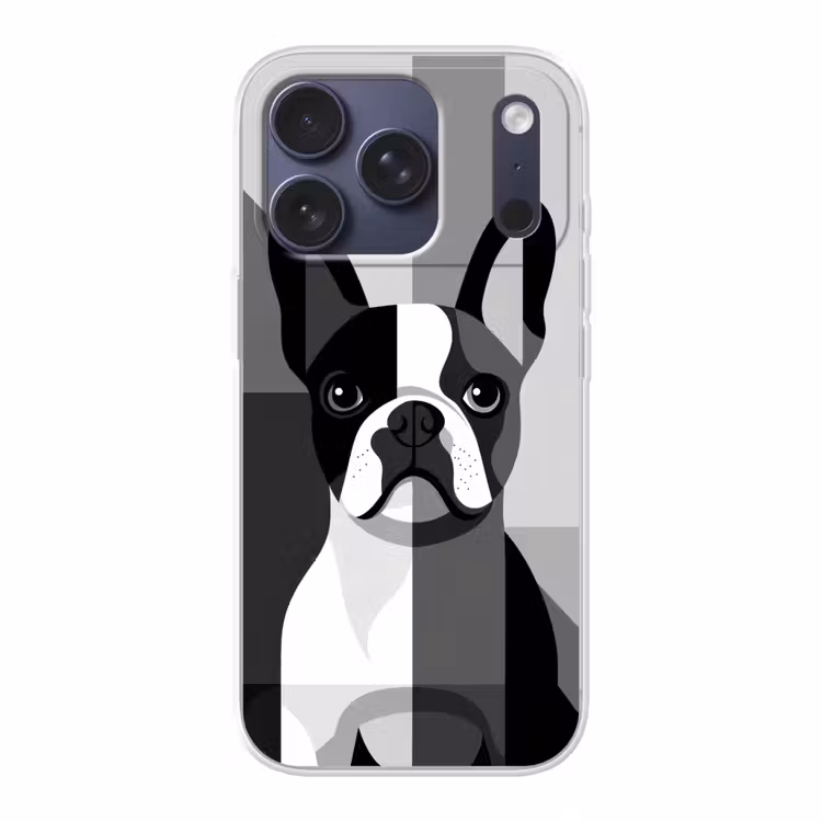 Buldog - Zwart - Abstract - Vlakken Telefoonhoesje iPhone 17 Pro klein -3d