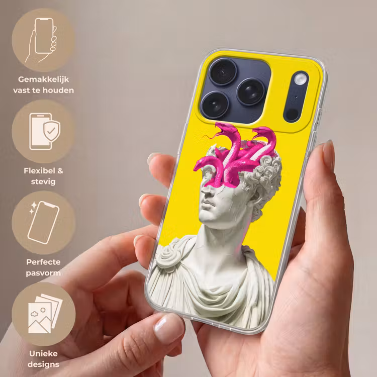 Buste - Slangen - Geel Telefoonhoesje iPhone 17 Pro klein -sfeer3_NL