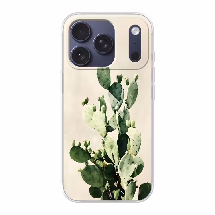 Cactus - Groen - Minimalistisch Telefoonhoesje iPhone 17 Pro klein -3d