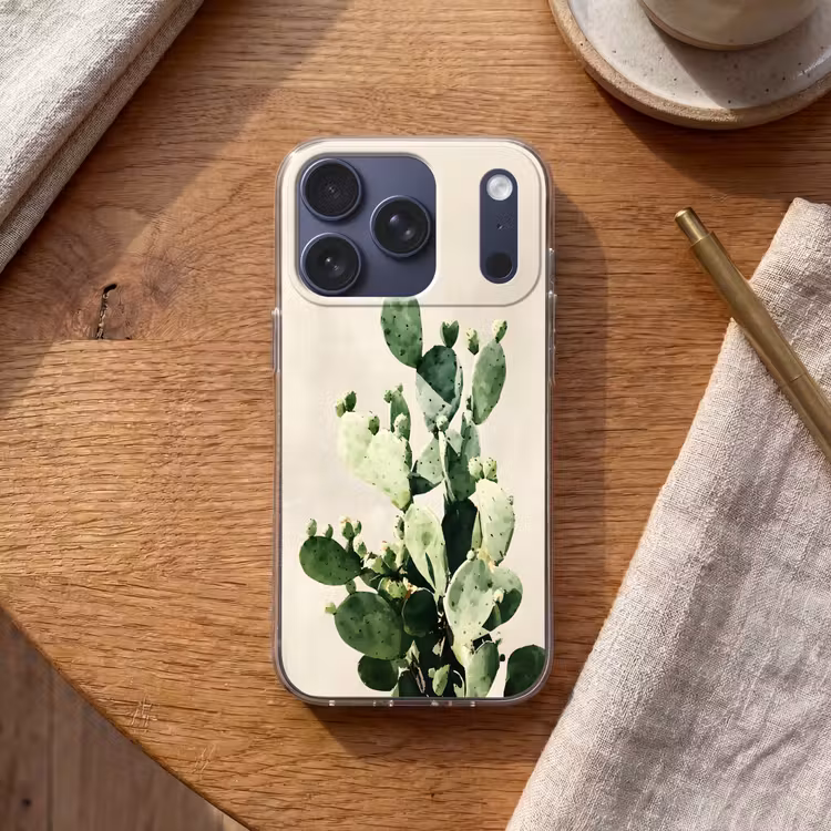 Cactus - Groen - Minimalistisch Telefoonhoesje iPhone 17 Pro klein -sfeer1