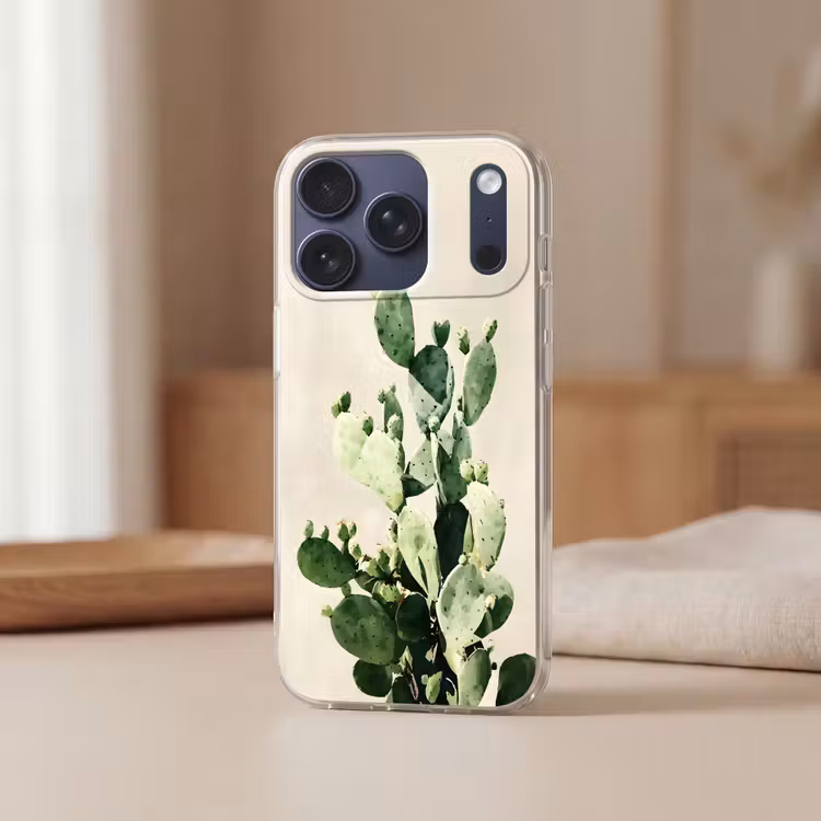 Cactus - Groen - Minimalistisch Telefoonhoesje iPhone 17 Pro klein -sfeer2
