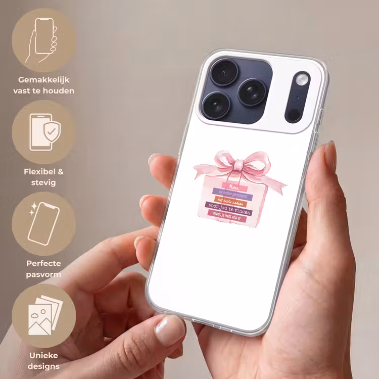 Cadeau - Strik - Tekst - Roze Telefoonhoesje iPhone 17 Pro klein -sfeer3_NL