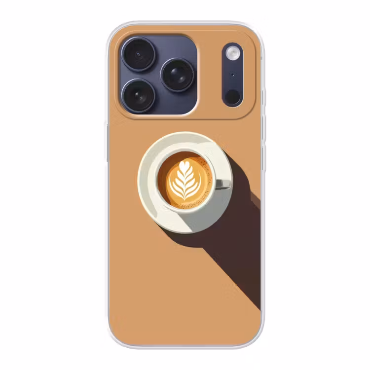 Cappuccino - Kop - Schotel - Minimalitisch Telefoonhoesje iPhone 17 Pro klein -3d