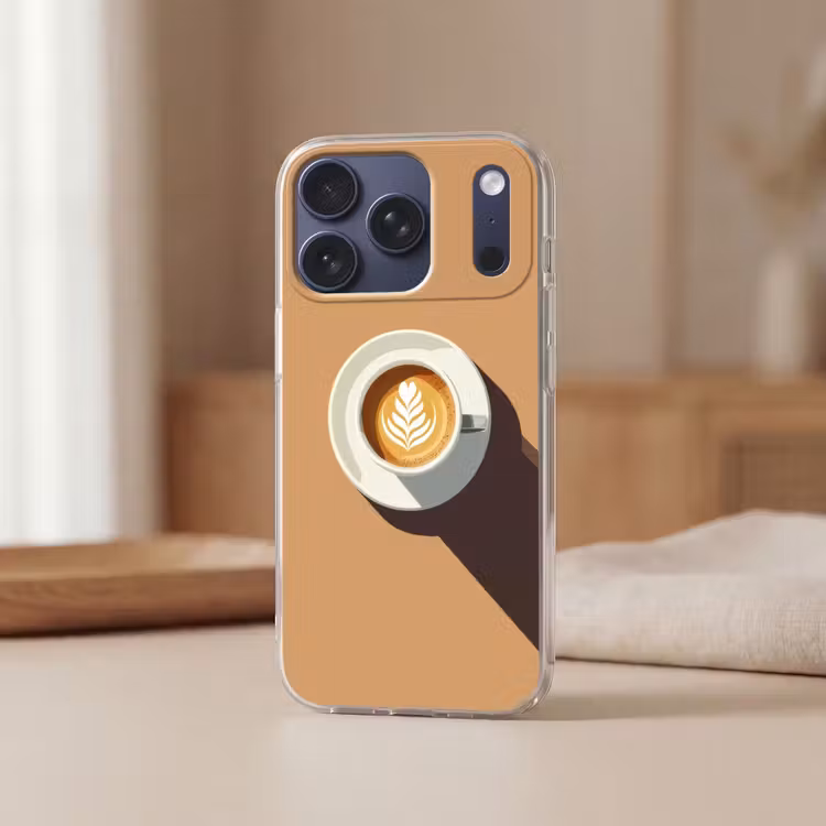 Cappuccino - Kop - Schotel - Minimalitisch Telefoonhoesje iPhone 17 Pro klein -sfeer2