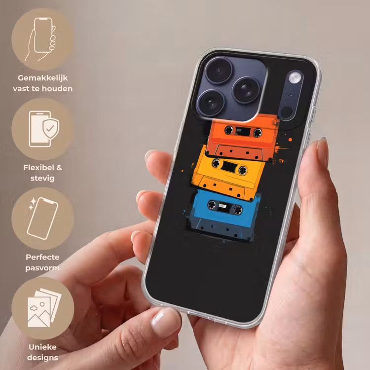 Cassettes - Kleurrijk - Verfspatten Telefoonhoesje iPhone 17 Pro klein -sfeer3_NL