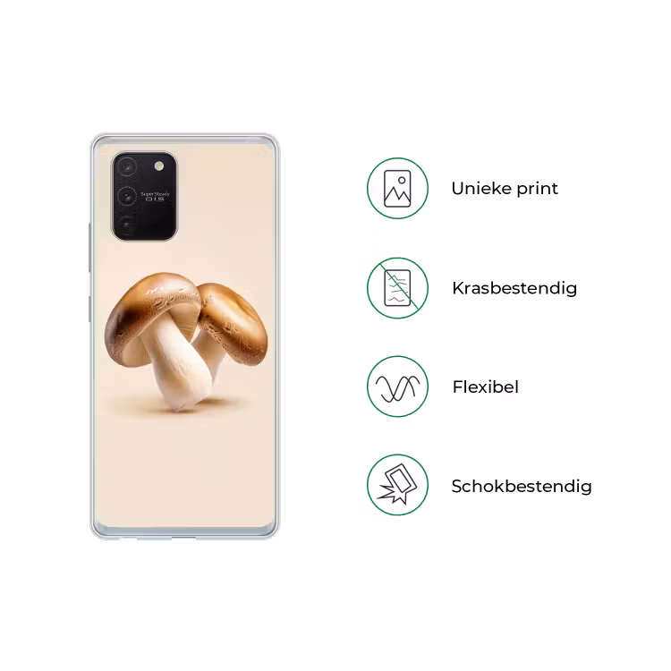 Champignons - Zacht - Beige Telefoonhoesje Samsung Galaxy S10 Lite klein -specsS10Lite