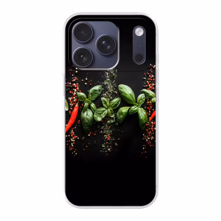 Chilipepers - Basilicum - Blaadjes - Rood Telefoonhoesje iPhone 17 Pro klein -3d