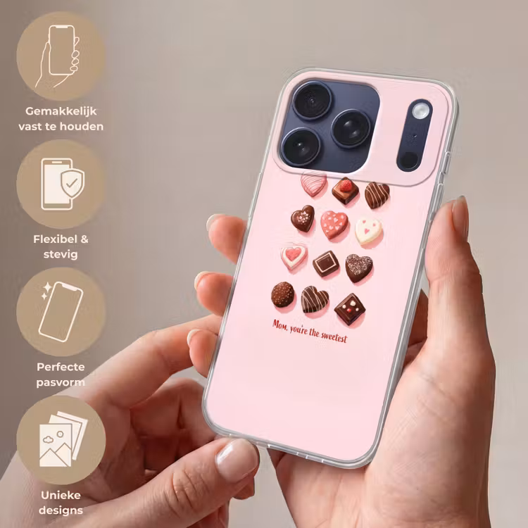 Chocolaatjes - Hartvormig - Liefste Telefoonhoesje iPhone 17 Pro klein -sfeer3_NL