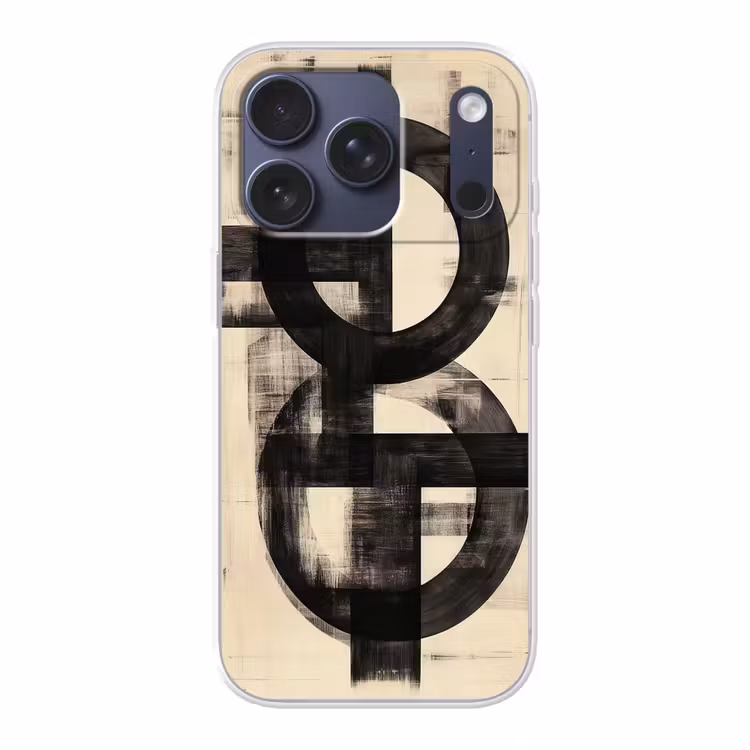 Cirkels - Balken - Zwart - Abstract Telefoonhoesje iPhone 17 Pro klein -3d