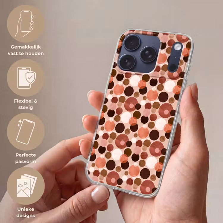 Cirkels - Modern - Kleurrijk Telefoonhoesje iPhone 17 Pro klein 878 -sfeer3_NL