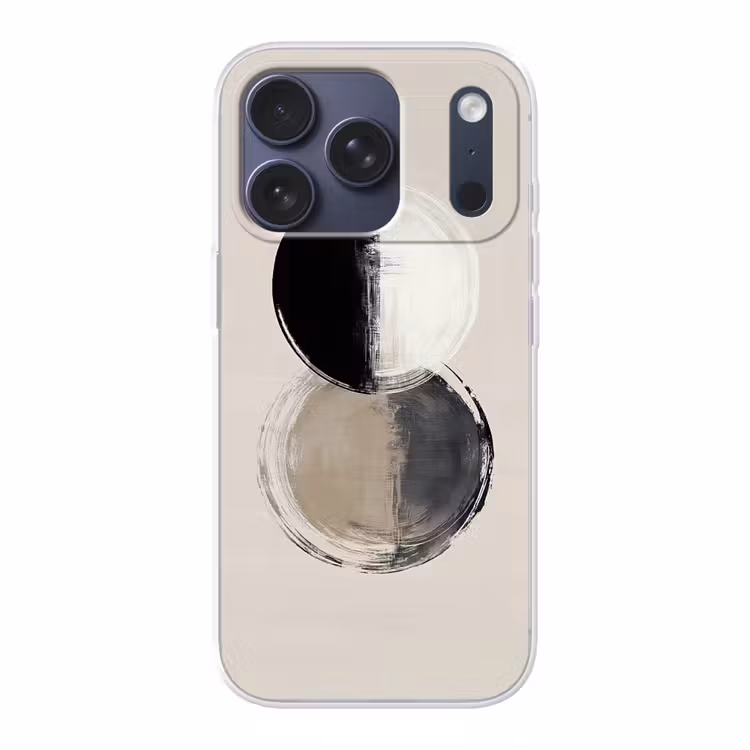 Cirkels - Strepen - Minimalistisch - Zwart Telefoonhoesje iPhone 17 Pro klein -3d