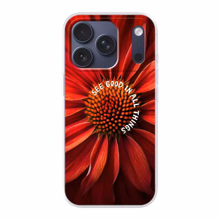 Close up - Bloem - Quote - Rood Telefoonhoesje iPhone 17 Pro klein -3d