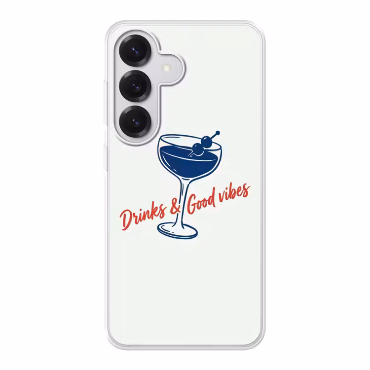 Cocktail - Glas - Illustratie - Blauw - Wit Telefoonhoesje Samsung Galaxy S26 klein -3d