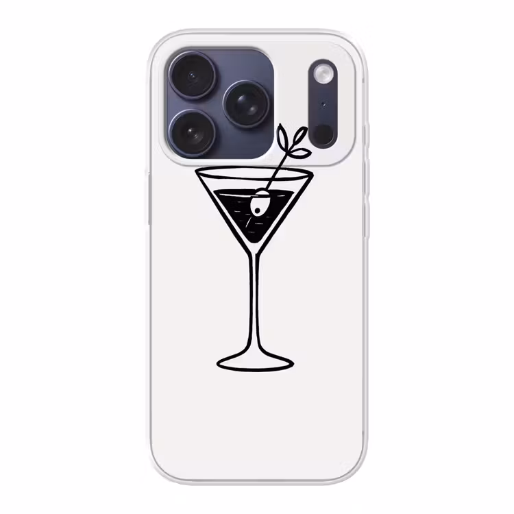 Cocktail - Glas - Olijf - Minimalistisch Telefoonhoesje iPhone 17 Pro klein -3d