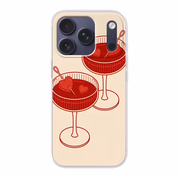 Cocktail - Hartjes - Liefde - Illustratie - Rood Telefoonhoesje iPhone 17 Pro klein -3d
