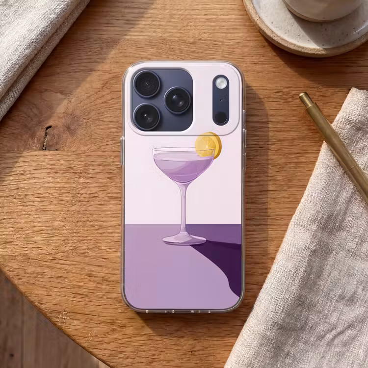 Cocktail - Paars - Minimalistisch - Citroen Telefoonhoesje iPhone 17 Pro klein -sfeer1