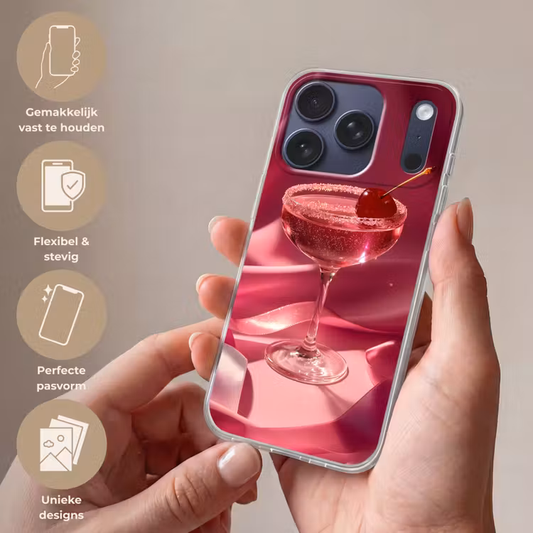 Cocktail - Pink - Luxe Telefoonhoesje iPhone 17 Pro klein -sfeer3_NL