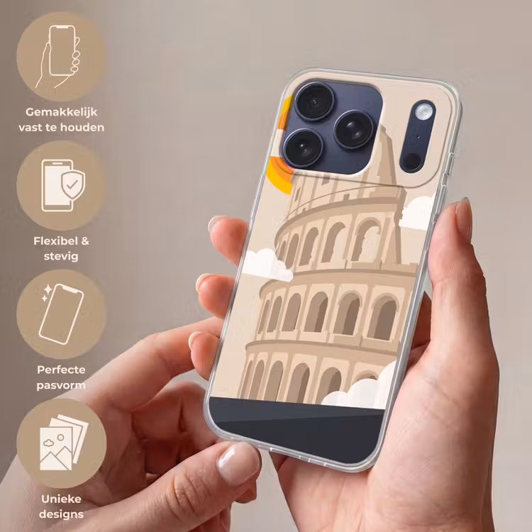 Colosseum - Zonsopgang - Rome - Architectuur - Beige Telefoonhoesje iPhone 17 Pro klein -sfeer3_NL