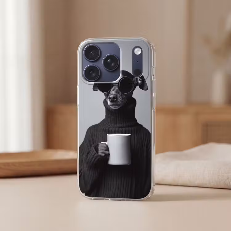 Coltrui - Hond - Bril - Mok Telefoonhoesje iPhone 17 Pro klein -sfeer2