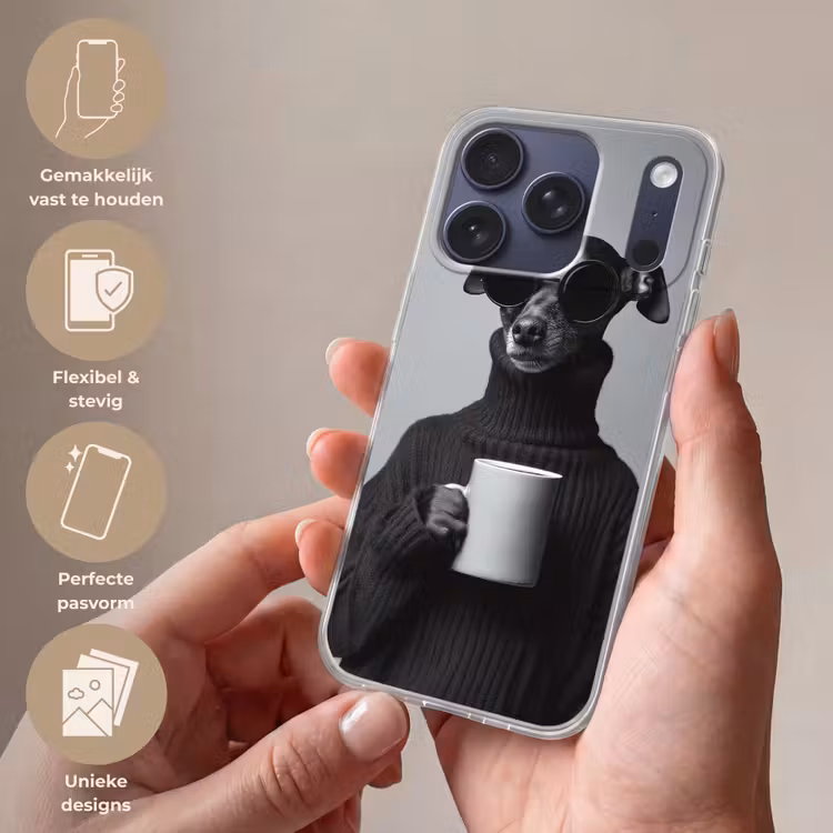 Coltrui - Hond - Bril - Mok Telefoonhoesje iPhone 17 Pro klein -sfeer3_NL