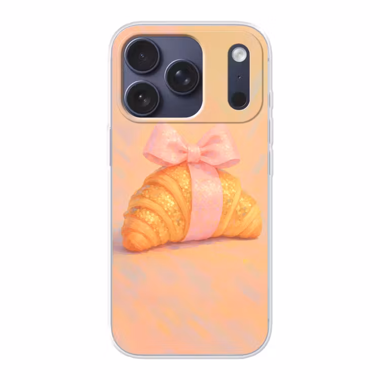 Croissant - Strik - Roze Telefoonhoesje iPhone 17 Pro klein -3d