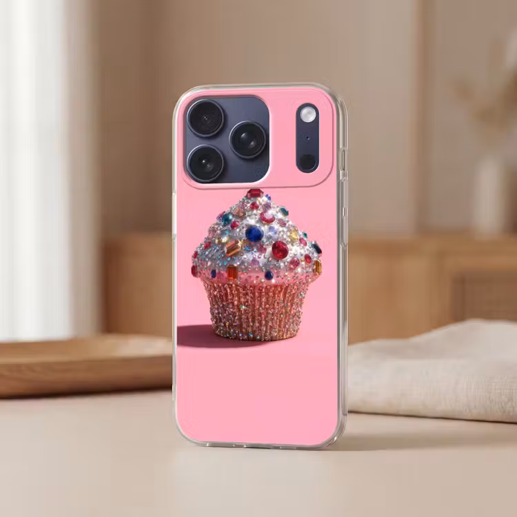 Cupcake - Kleurrijk - Edelstenen Telefoonhoesje iPhone 17 Pro klein -sfeer2