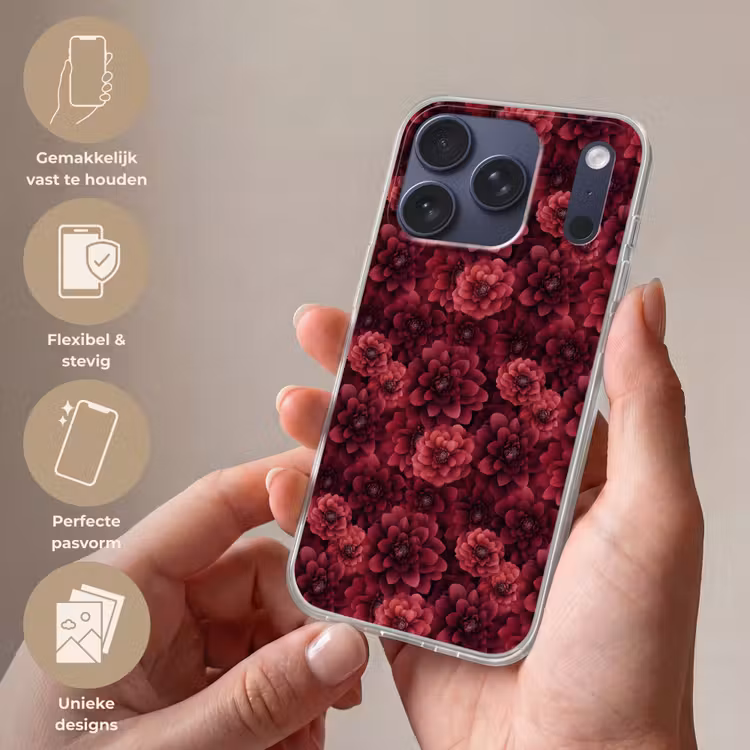 Dahlias - Bloemen - Rood Telefoonhoesje iPhone 17 Pro klein 878 -sfeer3_NL